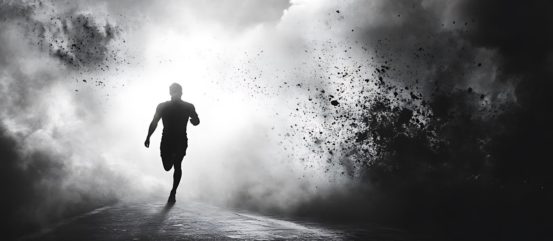 Bir insanın gölgesinden çıkıp ışığa doğru ilerlediği metaforik bir sahne