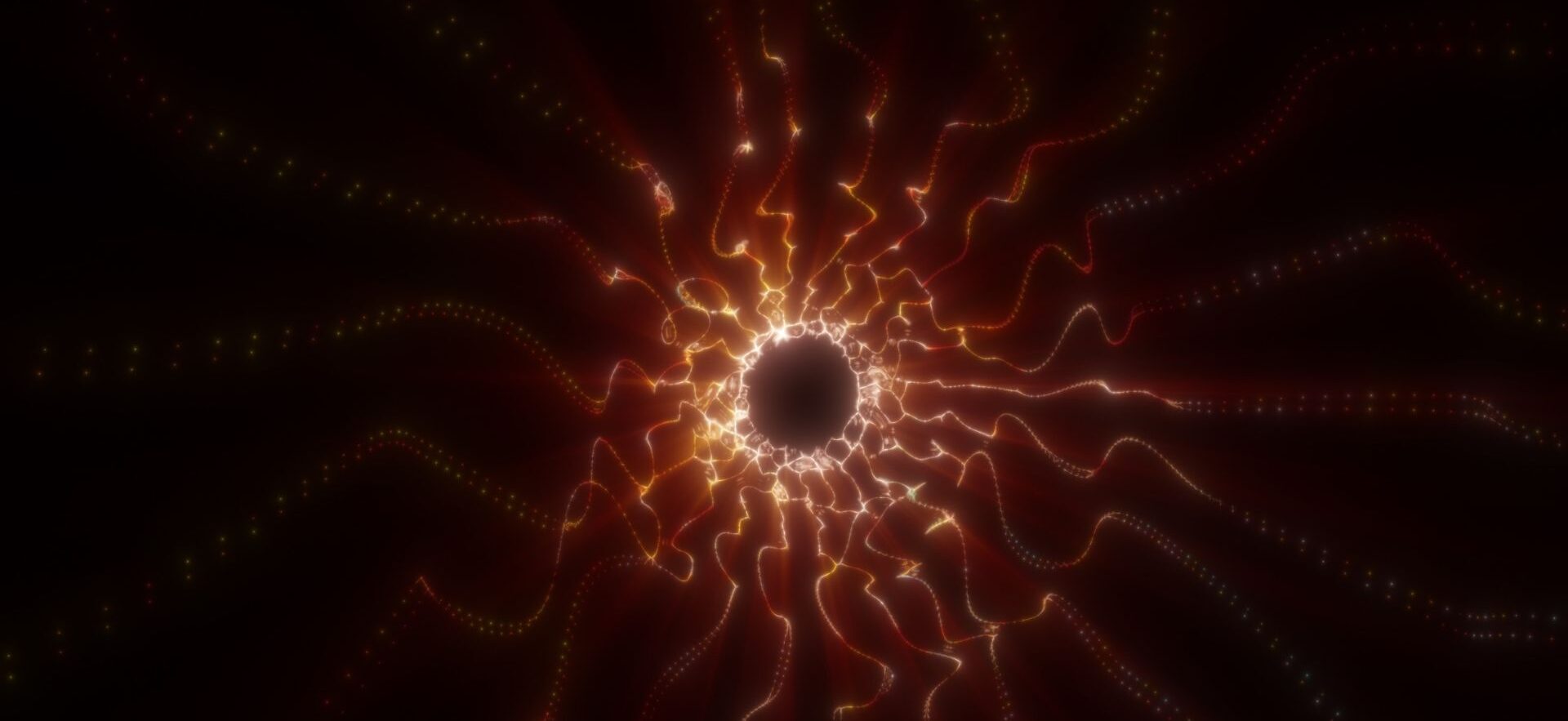 Merkezden yayılan ışık halkaları