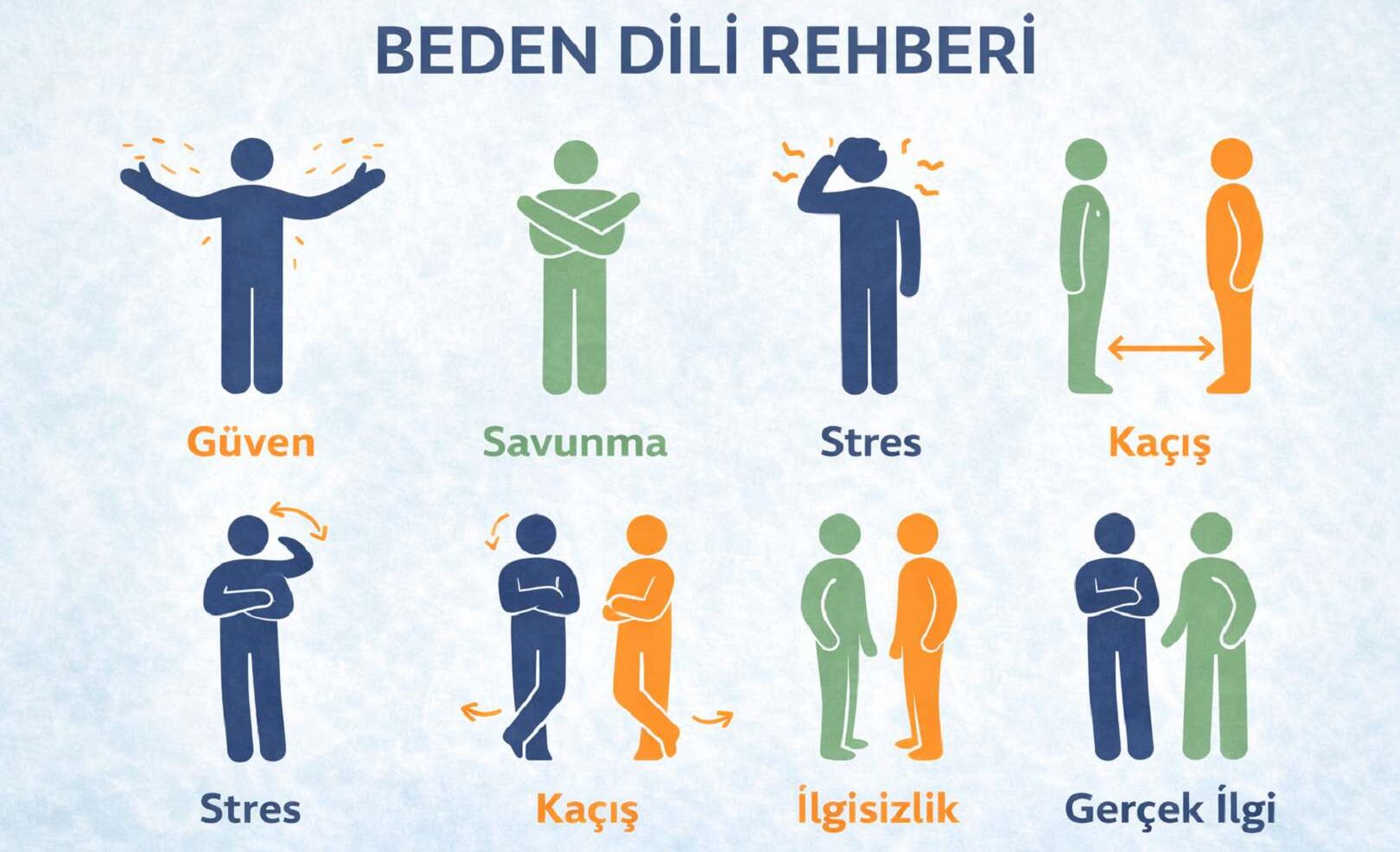 Beden dili rehberi infografiği