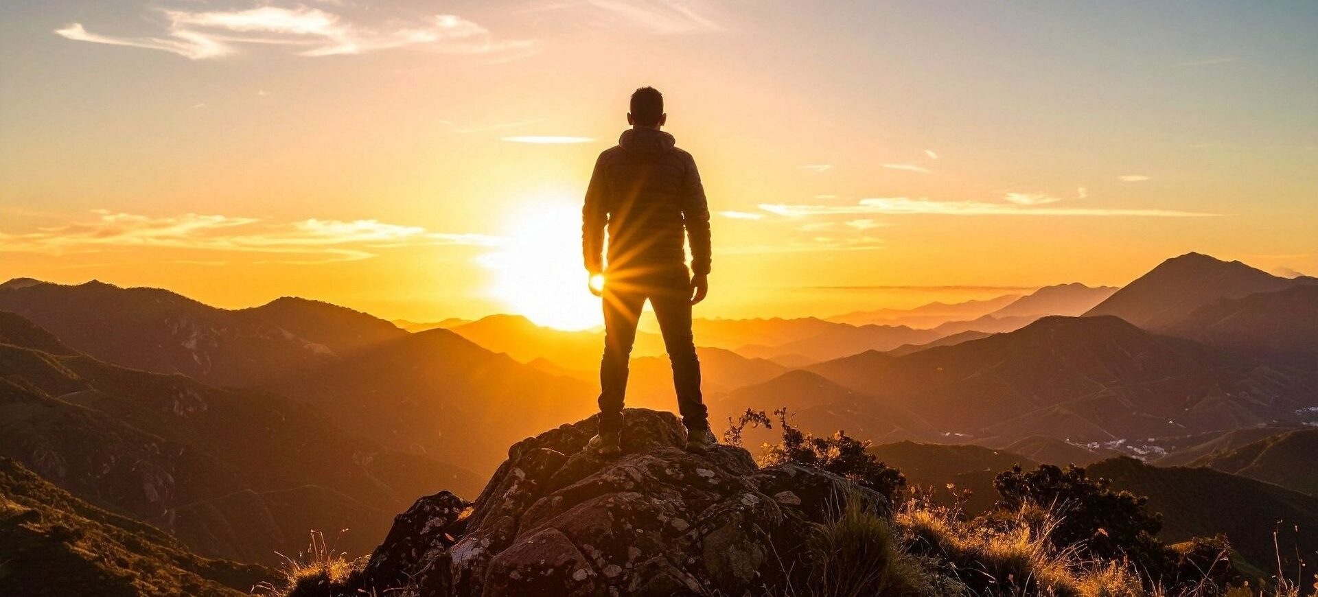 Dağın zirvesine bakan insan